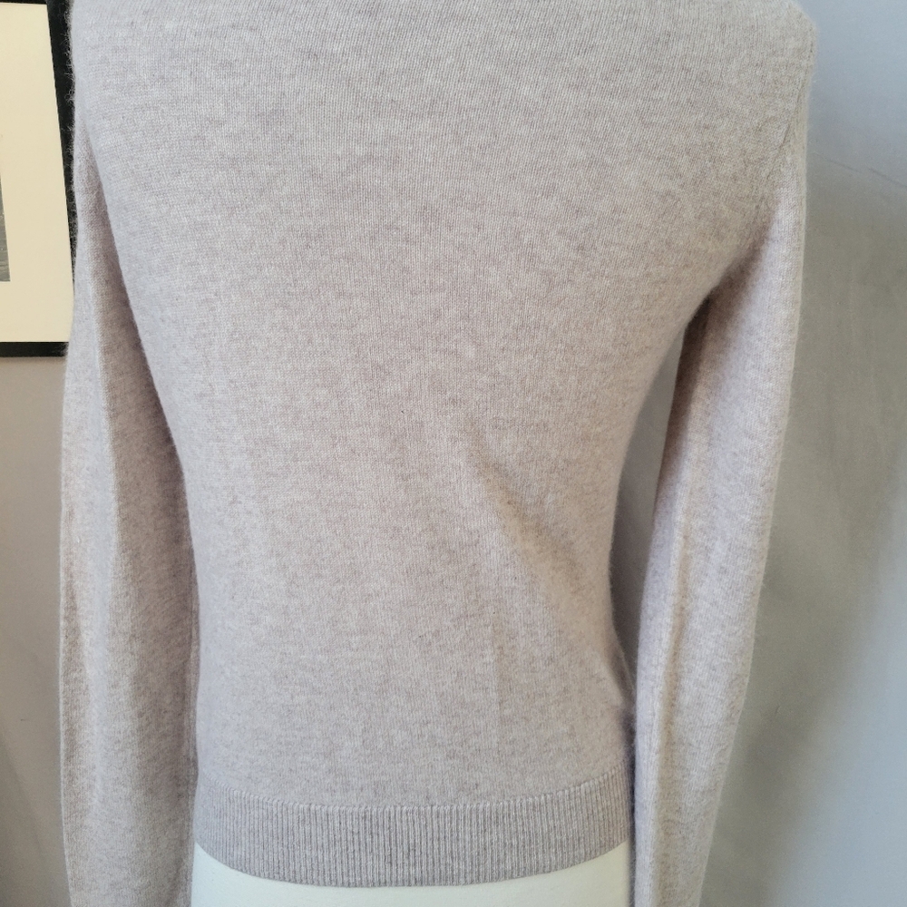 Garnet Hill Essential Cashmere Retro Cardigan Sweater Oatmeal Heather XS - Picture 10 of 14